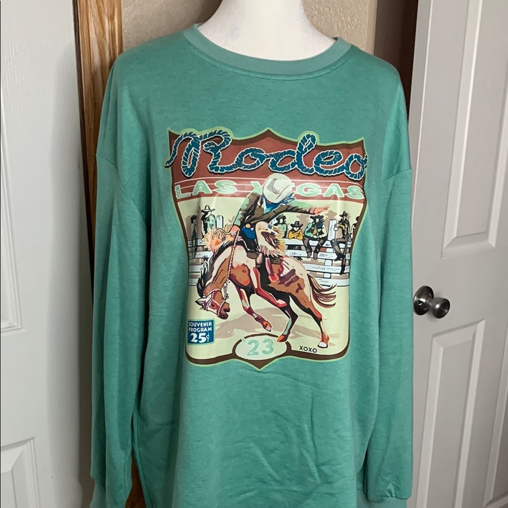 Las Vegas Rodeo Graphic Sweatshirt - Mint Green